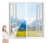 Mosquitera para Ventanas Correderas 166 x 130 cm sin Taladrar Anti Mosquito Insecto Cortina Ventilación de Verano para Todas Las Puertas y Ventanas, Blanco