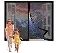 Mosquitera para Ventanas Correderas 208 x 125 cm sin Taladrar Autosellada Fácil Instalación, Ajustable para Ventanas de Puertas de Cortina, Negro