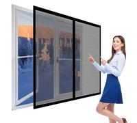 Mosquitera para Ventanas de Aluminio 145 x 184 cm sin Taladrar Marco Magnético para Mosquitera Entre Aire Fresco, Mantiene Insectos para Marco de Ventanas, Negro