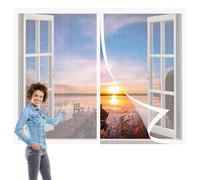 Mosquitera para Ventanas de Aluminio 158 x 123 cm sin Taladrar Cortina de Ventana Magnética Tela Mosquiteras de Ventanas para Marco de, Blanco