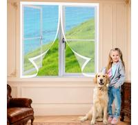 Mosquitera para Ventanas Magnéticas 110 x 150 cm Imanes Se Cierran Automáticamente Mosquitera Ventana Lavables Adecuada para Decoración Del Hogar, Blanco