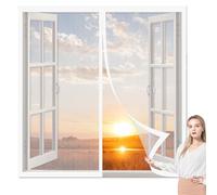 Mosquitera para Ventanas Magneticas 140 x 110 cm sin Taladrar Adsorción Magnética Anti Mosquito Fácil de Ensamblar Autoadhesivo para La Mayoría de Los Tipos de Ventanas, Blanco
