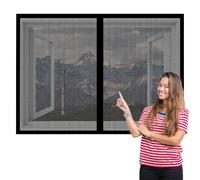 Mosquitera para Ventanas Magnéticas 145 x 130 cm sin Taladrar Ni Atornillar Mosquitera sin Taladrar Fácil de Limpiar para Todas Las Ventanas, Negro