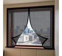 Mosquitera para Ventanas Magnéticas 145 x 145 cm Protección Contra Mosquitos y Moscas Mosquiteras Lavables para Ventana de Bricolaje para Caseras Oficina, Negro