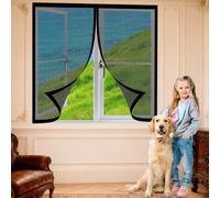 Mosquitera para Ventanas Magnéticas 155 x 85 cm Imanes Se Cierran Automáticamente Mosquitera Ventana Lavables Adecuada para Decoración Del Hogar, Negro