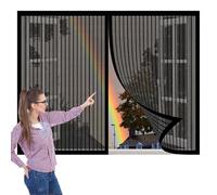 Mosquitera para Ventanas Magneticas 168 x 169 cm sin Taladrar Magnetica Imantada Exterior Corredera Repelente de Mosquitos Reforzada para Ventanas de Puertas de Cortina, Negro