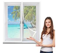 Mosquitera para ventanas magnéticas 185 x 150 cm Cortinas Mosquitera Ventana Instalar Sin Taladrar para Ventanas Balcón Patio, Blanco