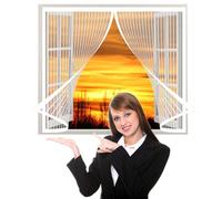 Mosquitera para Ventanas Magnéticas 187 x 65 cm, Mosquitera Ventana Magnética Contra Moscas Cierre Automático Iman Fuertes para Todas Las Ventanas Interiores y Exteriores, Blanco