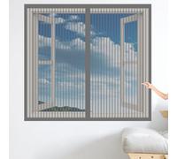 Mosquitera para Ventanas Magnéticas 50 x 125 cm Mantiene Insectos, Moscas y Mosquitos Fuera Mosquitera Ventana Fácil de Limpiar Adecuada para Decoración Del Hogar, Gris