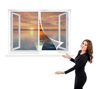 Mosquitera para ventanas magnéticas, 60 x 120 cm Cortina de Ventana para Prevenir Mosquitos y Insectos, Cierre Automático Iman Fuertes para Todas Las Ventanas Interiores y Exteriores, Blanco