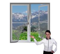 Mosquitera para Ventanas Magnéticas 75 x 135 cm sin Taladrar Ni Atornillar Mosquitera Ajustable Ventanas Fácil de Limpiar para Ventanasde Balcón, Ventanasde Patio, Sala, Gris