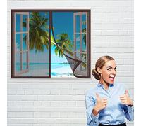 Mosquitera para ventanas magnéticas 85 x 140 cm Mosquiteras con Imán para Ventana Abatible Cierre Automático Iman Fuertes para Todas Las Ventanas Interiores y Exteriores, Marrón