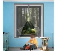 Mosquitera para Ventanas Magnéticas 90 x 150 cm sin Taladrar Ni Atornillar Mosquitera Ventana Mosquiteras Fácil Instalación Adhesiva para Todas Las Ventanas, Gris