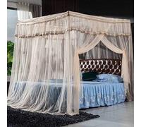 Mosquitera, pie prensatelas de piso de acero inoxidable de tres puertas, sin perforar, cama de 1.5m / 1.8m, refuerzo + puerta lateral azul agua 180 * 200cm, -Puerta lateral estándar + jade_200 * 220cm