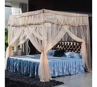 Mosquitera, pie prensatelas de piso, de tres puertas, sin perforar, cama de 1.5m / 1.8m, refuerzo + puerta lateral azul agua 180 * 200cm, Estándar + jade tres puertas_150 * 200cm