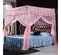 Mosquitera, prensatelas, de tres puertas, piso grueso sin perforar, cama de 1.5m / 1.8m, refuerzo + puerta lateral azul agua 180 * 200cm, Estándar + rosa tres puertas_120 * 200cm