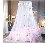 Mosquitera Princesa Decoración La Cama Protección Contra Insectos para Niños Mosquitera Dosel Colgante Redondo para Camas Individuales Y Dobles(Altura :2.7M) Blanco