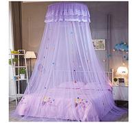 Mosquitera Princesa Decoración La Cama Protección Contra Insectos para Niños Mosquitera Dosel Colgante Redondo para Camas Individuales Y Dobles(Altura :2.7M) Morado