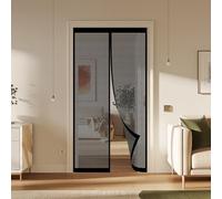Mosquitera Puerta 100 x 170 cm Junta Magnética de Arriba a Abajo, sin Taladrar, Transpirables, Resistente Al Viento Puerta de Malla Cortina para Corredera, Negro