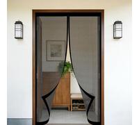 Mosquitera Puerta 100 x 200 cm Junta Magnética de Arriba a Abajo, sin Taladrar, Transpirables, Resistente Al Viento Cortinas para Puertas Exteriores para Puerta Corredera, Negro