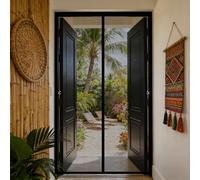 Mosquitera Puerta 100 x 205 cm Cortina Mosquitera Magnética de Balcón Cierre Magnético de Arriba a Abajo, Automáticamente, Mantiene El Aire Fresco, para Balcón Dormitorio, Blanco