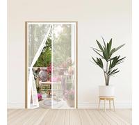 Mosquitera Puerta 100 x 210 cm con Fuertes Imanes para Un Autocierre, Fácil Instalación sin Taladrar, Antimosquitos Cortina Magnética para Puerta para Balcón, Cocina, Blanco