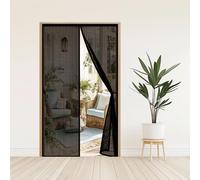 Mosquitera Puerta 102 x 243 cm con Fuertes Imanes para Un Autocierre, Fácil Instalación sin Taladrar, Antimosquitos Cortina Magnética para Puerta para Balcón, Cocina, Negro