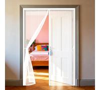 Mosquitera Puerta 105 x 215 cm Mosquitera para Puerta de Balcón Cierre Magnético de Arriba a Abajo, Automáticamente, Mantiene El Aire Fresco, para Patio Balcón, Blanco