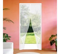 Mosquitera Puerta 105 x 215 cm Varios Tallas Cortina Mosquitera Puerta Exterior Proteja a su Familia de Los Mosquitos para Puertas de Salón Balcón Corredor, Blanco
