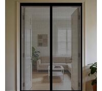 Mosquitera Puerta 108 x 110 cm Junta Magnética de Arriba a Abajo, sin Taladrar, Transpirables, Resistente Al Viento Cortina Mosquitera Magnetica para Puerta Corredera, Negro