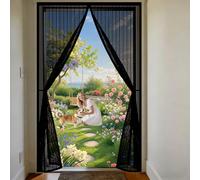 Mosquitera Puerta 110 x 170 cm Cortinas para Puertas Exteriores Cierre Magnético de Arriba a Abajo, Automáticamente, Mantiene El Aire Fresco, para Patio Balcón, Negro
