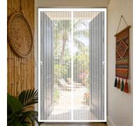 Mosquitera Puerta 110 x 185 cm Anti Mosquito Insecto Mosquiteras Cierre Magnético de Arriba a Abajo, Automáticamente, Mantiene El Aire Fresco, para Balcón Dormitorio, Blanco