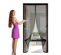 Mosquitera Puerta 110 x 210 cm Imanes para Un Autocierre Mosquito Net de Uso en Dos Temporadas, Resistente a Arañazos e Insectos para Puerta Del Balcón, Patio, Negro