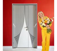 Mosquitera Puerta 110 x 264 cm Varios Tallas Puerta de Malla Magnética Montaje Sencillo sin Necesidad de Taladrar para Puertas de Patio y Balconeras, Gris