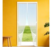 Mosquitera Puerta 110 x 291 cm Imanes para Un Autocierre Automáticamente Mosquitera Magnética Lejos de Los Mosquitos para Puertas de Patio y Balconeras, Blanco