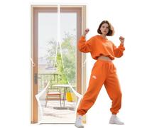 Mosquitera Puerta 111 x 280 cm Fácil de Instalar, No Requiere Herramientas sin Taladrar Cortina Magnética Resistente a La Rotura para Todos Los Tamaños de Puertas, Blanco