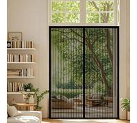Mosquitera Puerta 112 x 169 cm Cierre Automático con Imanes y Pesos, Taladrar Fácil de Instalar Mantiene Cortina Magnética Puerta Doble Proteger a su Familia, Negro