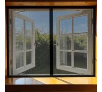 Mosquitera Puerta 115 x 140 cm Junta Magnética de Arriba a Abajo, sin Taladrar, Transpirables, Resistente Al Viento Puerta Mosquitera para Exterior, Negro