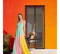 Mosquitera Puerta 119 x 248 cm Cierre Automático, Instalación sin Taladrar Cortina Magnética Mantiene El Aire Fresco para Puertas de Balcón O Terraza, Negro