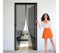 Mosquitera Puerta 119 x 258 cm Cierre Automático, Instalación sin Taladrar Adsorción Magnética Anti Insecto Mosquitera Resistente para Puertas de Salón Balcón Corredor, Negro