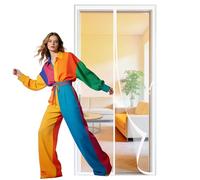 Mosquitera Puerta 122 x 246 cm Imanes para Un Autocierre Mosquitera Puertas Cortina Magnética Lejos de Los Mosquitos para Puertas de Salón Balcón Corredor, Blanco