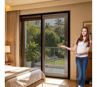 Mosquitera Puerta 130 x 175 cm Cortinas Mosquiteras para Puertas Cierre Automático de Arriba a Abajo, Mantiene El Aire Fresco Dentro y Los Bichos Fuera, para Patio Balcón, Negro