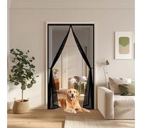 Mosquitera Puerta 130 x 175 cm Transpirables Antimosquitos, Sin Taladros, Magnético Automático, Con Velcra, Magnética Mosquitera para Puerta de para Ventanas y Balcón, Negro