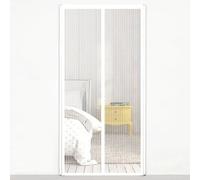 Mosquitera Puerta 131 x 268 cm Cierre Automático con Imanes y Pesos, Taladrar Fácil de Instalar Mantiene Cortina Mosquiteras para Puerta Exterior Proteger a su Familia, Blanco