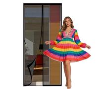 Mosquitera Puerta 132 x 264 cm Varios Tallas Mosquitera Puerta Magnetica Corredera Cortina Resistente a La Rotura, Resistente para Puertas de Salón Balcón Corredor, Negro