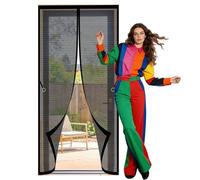 Mosquitera Puerta 132 x 276 cm Se Cierra Automáticamente Cortina Mosquitera Magnética Montaje Sencillo sin Necesidad de Taladrar para Puerta Del Balcón, Patio, Negro