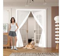 Mosquitera Puerta 135 x 200 cm Transpirables Antimosquitos, Sin Taladros, Magnético Automático, Con Velcra, Rede Mosquito Porta Magnética para Pasillos Balcn Puertas, Blanco