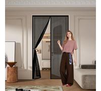 Mosquitera Puerta 135 x 200 cm Transpirables Antimosquitos, Sin Taladros, Magnético Automático, Con Velcra, Malla Ultrafina Antimosquitos para Pasillos Balcn Puertas, Negro