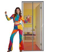 Mosquitera Puerta 140 x 186 cm Cierre Magnético de Arriba a Abajo Cortinas Mosquitera Puerta No Requiere Herramientas, Fácil de Instalar para Puertas de Patio y Balconeras, Gris