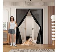 Mosquitera Puerta 140 x 190 cm Transpirables Antimosquitos, Sin Taladros, Magnético Automático, Con Velcra, Rede Mosquito Porta Magnética para Pasillos Balcn Puertas, Negro
